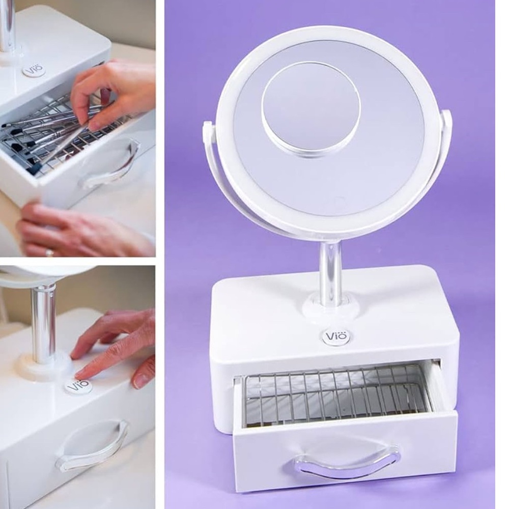 Beauty Mirror with UV Light Product Cleansing Drawer